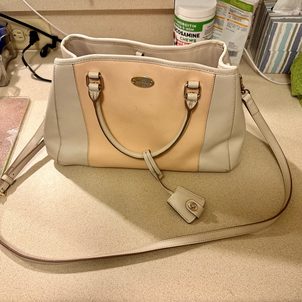 Good used condition Coach handbag purse crossbody ivory and peach